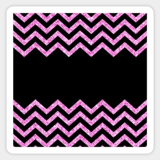 Black and Pink Glitter Chevron Design Sticker